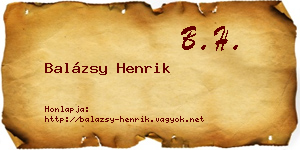 Balázsy Henrik névjegykártya